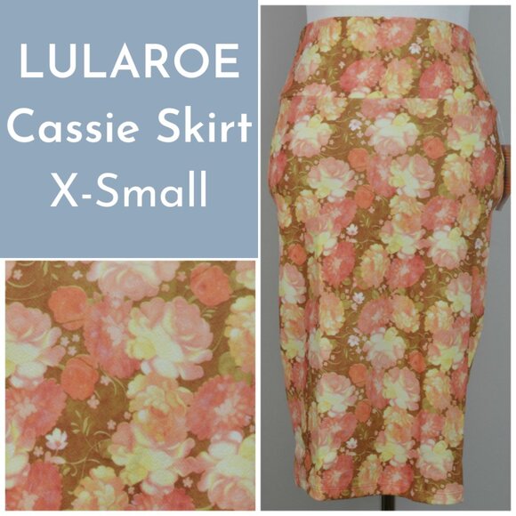 Lularoe Floral Cassie Skirt XS - Picture 1 of 3